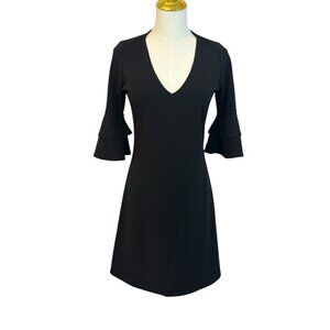 The Vanity Room Black Women's V-Neck Dress with Ruffled Sleeves Small